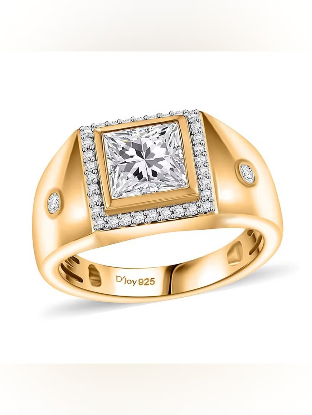 Gentlemans Moissanite 18K Gold Vermeil Over Sterling Silver